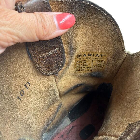 Ariat Rambler Earth Brown Bomber Leather Cowboy Western Boots Mens 10 Distressed main image 6